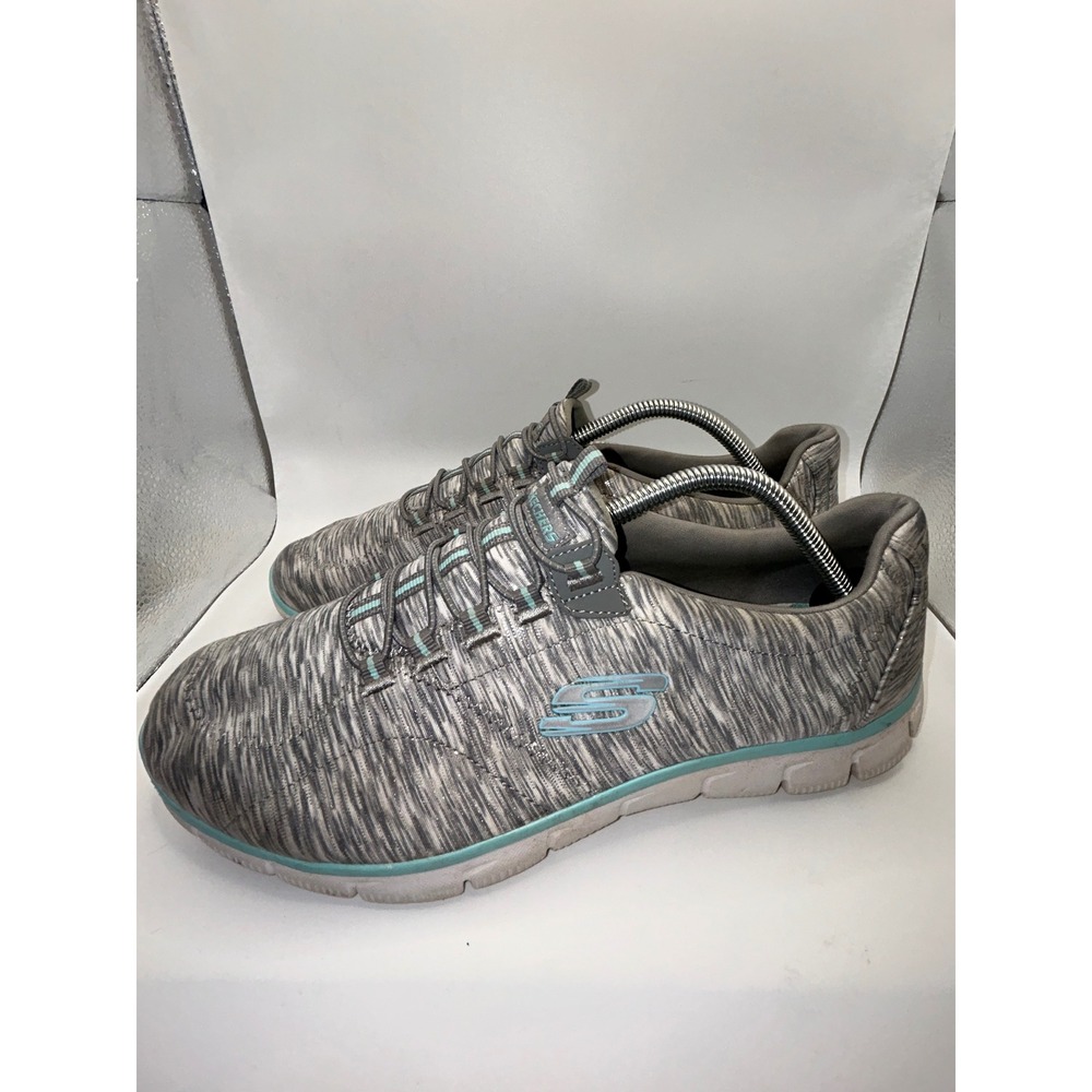 Skechers Sport Empire DLux Spotted Grey Blue Slip On Sneakers 12414W Womens 11W